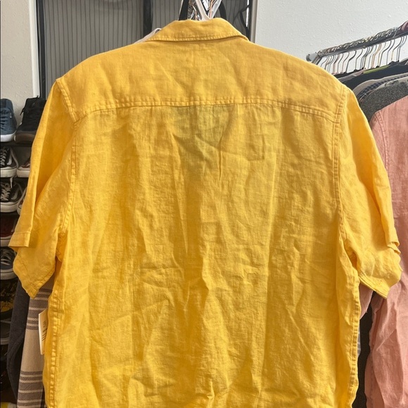 Lucky Brand Men's Casual Yellow Button Down Camp Shirt - Picture 7 of 7